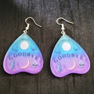 Pastel goth ouija board planchette acrylic earrings